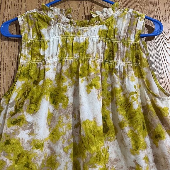Joie Women’s Green Porcelain Smocked Neck Abstract Print Shmmer Top Sz-XS/S - Picture 4 of 9